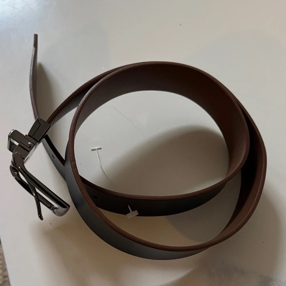Tommy Hilfiger Navy Blue and Brown Interior Men's Belt